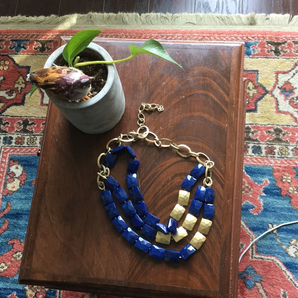 Stella & Dot blue and gold necklace